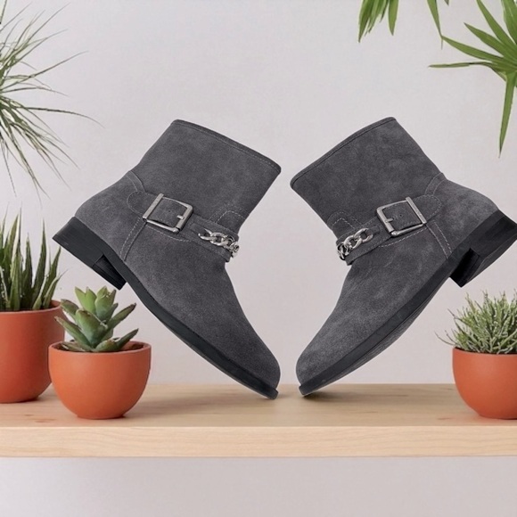 Vionic Crescent Gray Suede Moto Ankle Boots Size 7.5 - Picture 5 of 14